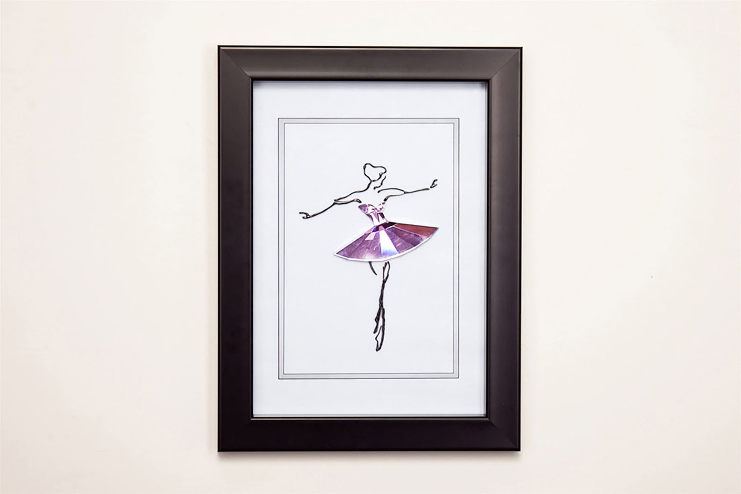 Diyas Home Crystal Wall Art (DH) Play Ballerina, Black Frame, Pink Crystal Framed