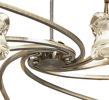 Mantra Rosa 82cm Del Desierto Telescopic Pendant 8 Light G9, Antique Brass