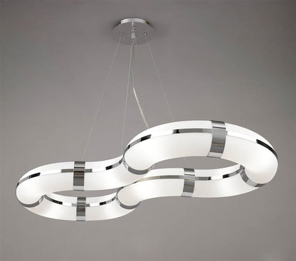 Mantra Guss GU10 Guss Rectangular Pendant GU10 8 Light L1/SGU10 Infinity Shape, Polished Chrome/White Acrylic, CFL Lamps INCLUDED