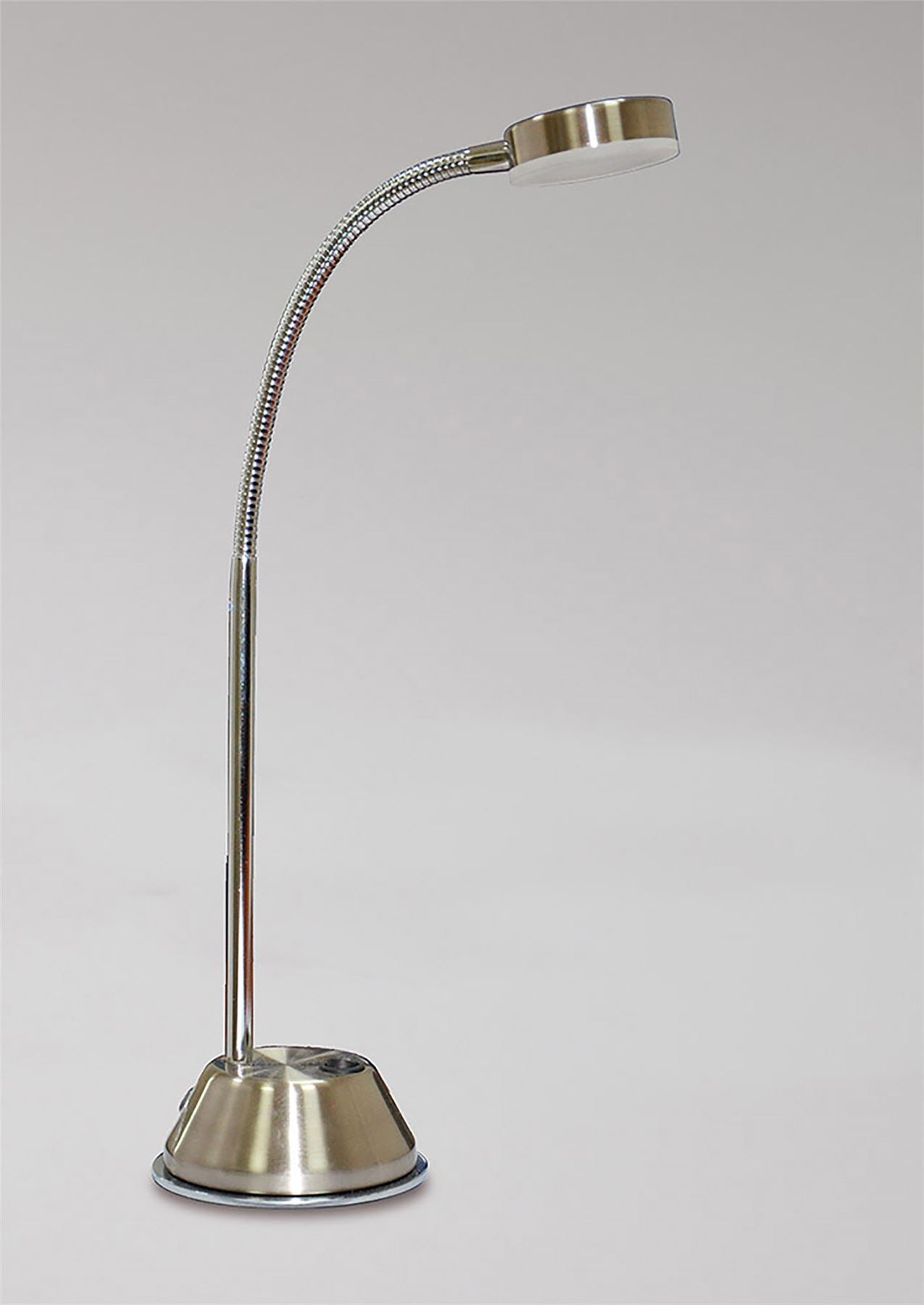 Mantra Fusion Tobias Table Lamp 1 Light 3W LED 3000K, 300lm, Satin Nickel/Frosted Acrylic/Polished Chrome, 3yrs Warranty