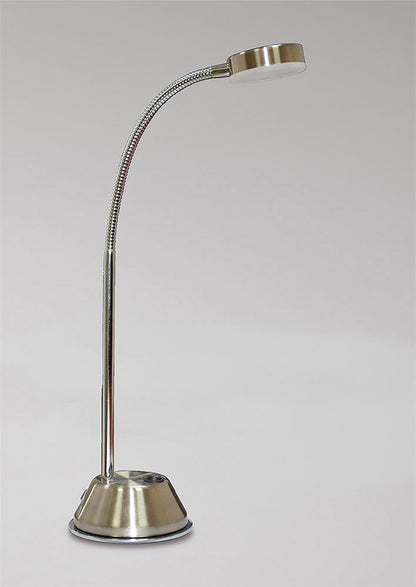 Mantra Fusion Tobias Table Lamp 1 Light 3W LED 3000K, 300lm, Satin Nickel/Frosted Acrylic/Polished Chrome, 3yrs Warranty