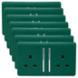 Trendi 2 Gang Artistic Modern Glossy 13 Amp Switched Plug Socket Dark Green (7 Pack)