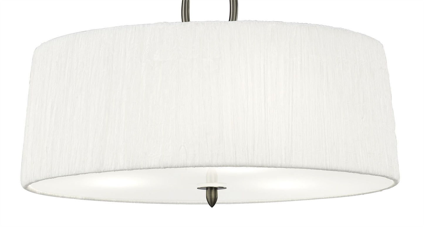 Mantra M3704 Lua Pendant 3 Light E27, Satin Nickel with White Shade