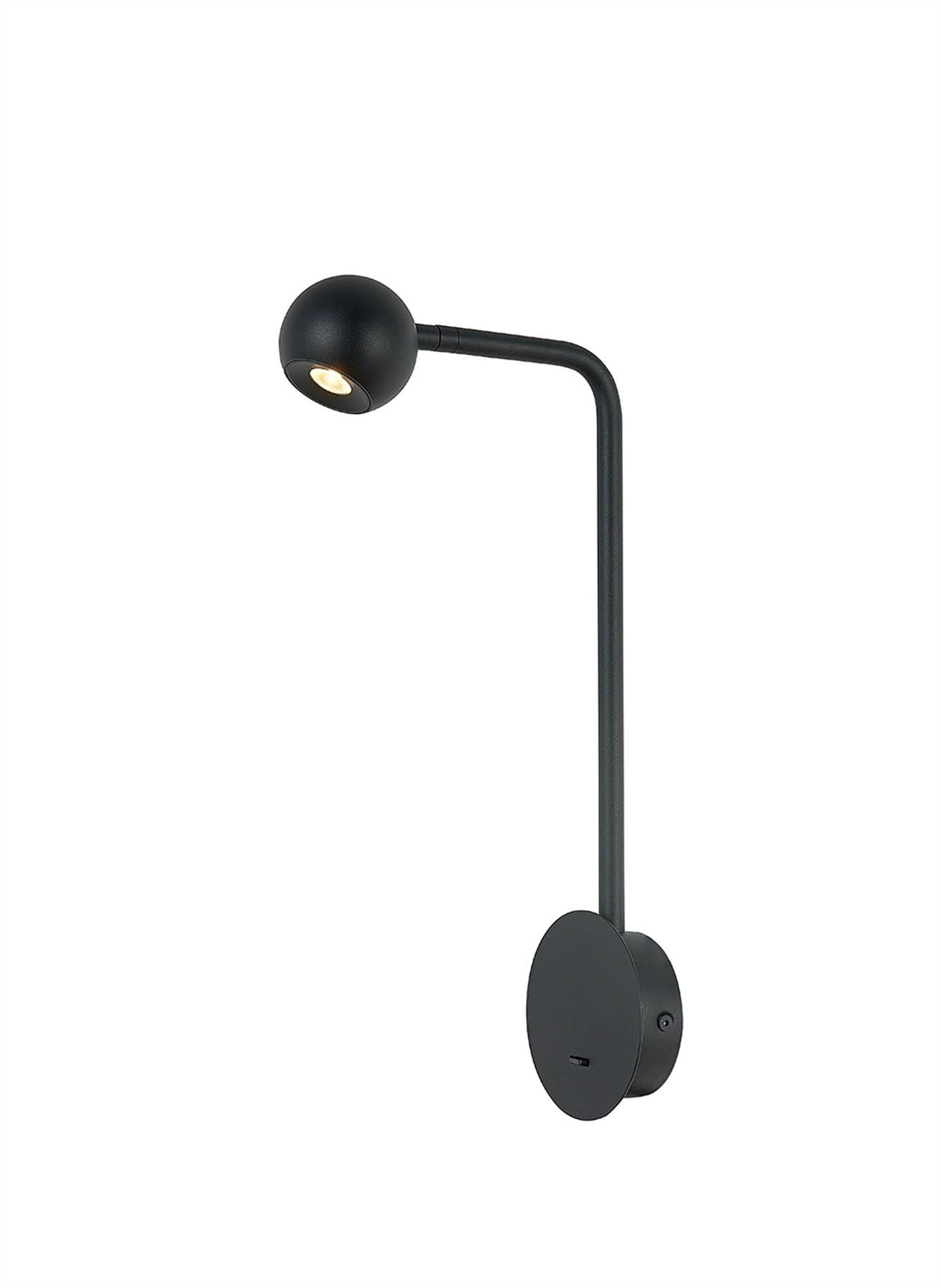 Mantra Fusion Eyes Wall Light Switched, 6W LED, 3000K, 390lm, Sand Black, 3yrs Warranty