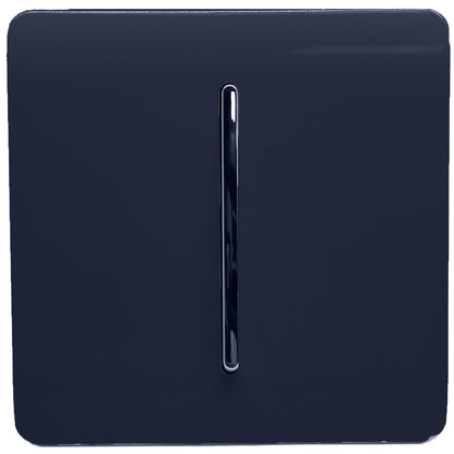 Trendi 1 Gang 2 Way 240V Screwless Artistic Modern Glossy 10 Amp Chrome Rocker Electrical Wall Light Switch in Navy Blue (3 pack)