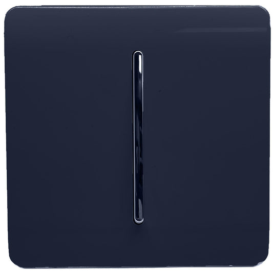 Trendi 1 Gang 2 Way 240V Screwless Artistic Modern Glossy 10 Amp Chrome Rocker Electrical Wall Light Switch in Navy Blue (3 pack)