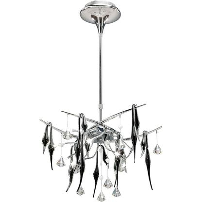 Diyas Cygnet 60cm  10 Light G4 Polished Chrome/Black Glass/Crystal, NOT LED/CFL Compatible Ceiling Light Fitting