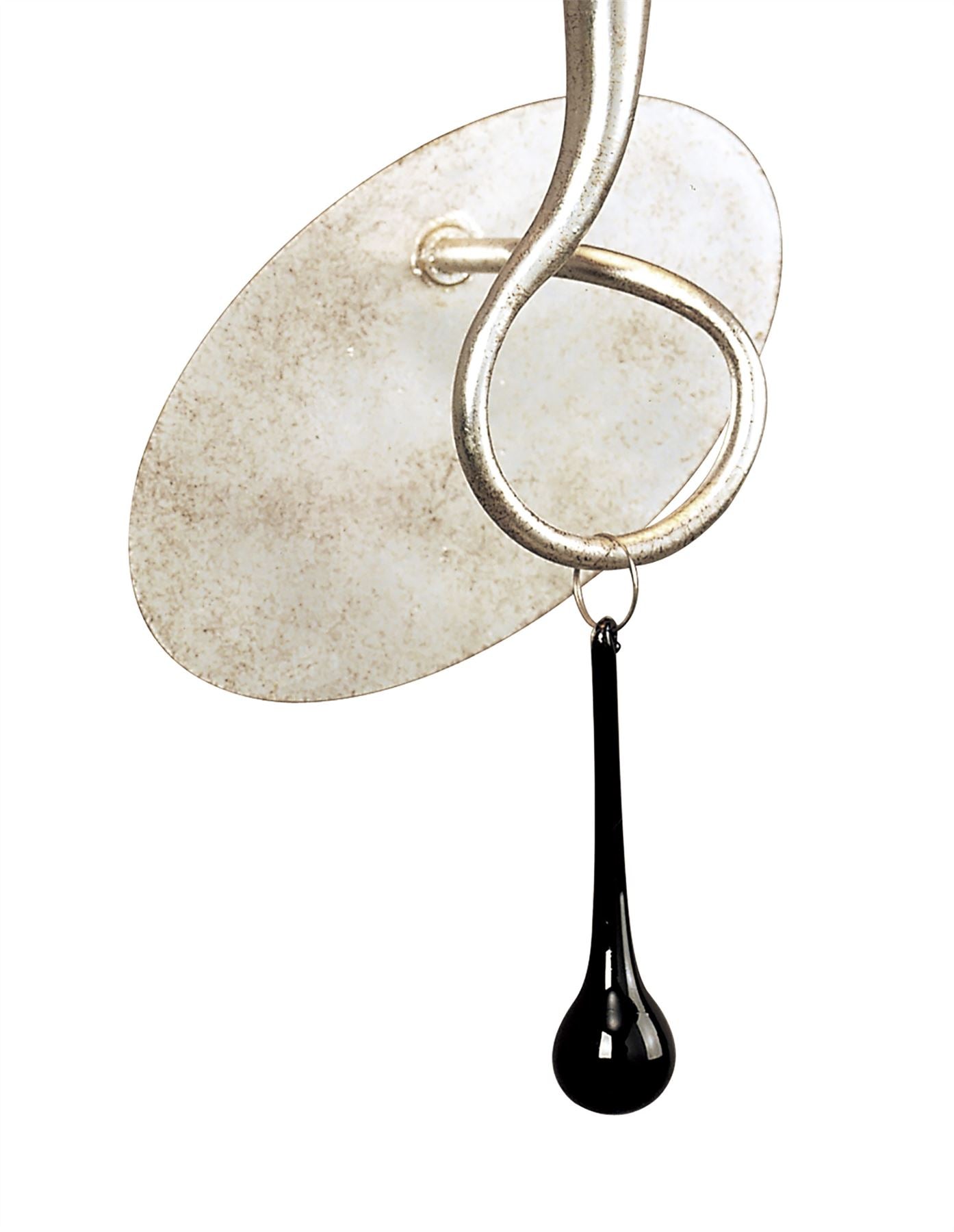 Mantra M0538/S Paola Wall Light Switched 1 Light E14, Silver Painted with Black Shade & Black Glass Droplets - M0538/S