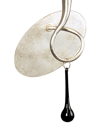 Mantra M0538/S Paola Wall Light Switched 1 Light E14, Silver Painted with Black Shade & Black Glass Droplets - M0538/S