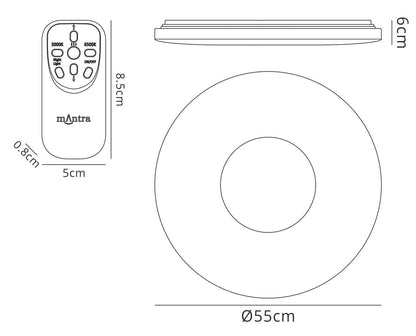 Mantra Fusion M3692 Reef 60W Tuneable White 3000K-6500K, 4200lm, Dimmable Flush Ceiling Light with Remote Control