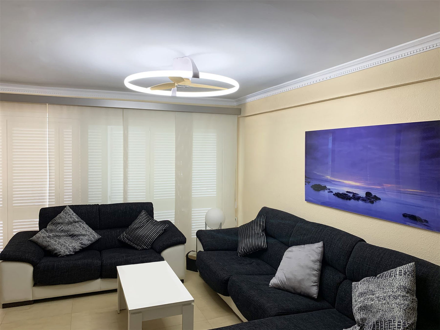 Nepal 105cm 75W LED Dimmable Ceiling Light With Built-In 35W DC Reversible Fan, White/Wood Finish c/w Remote, APP & Alexa/Google Voice Control, 7200lm