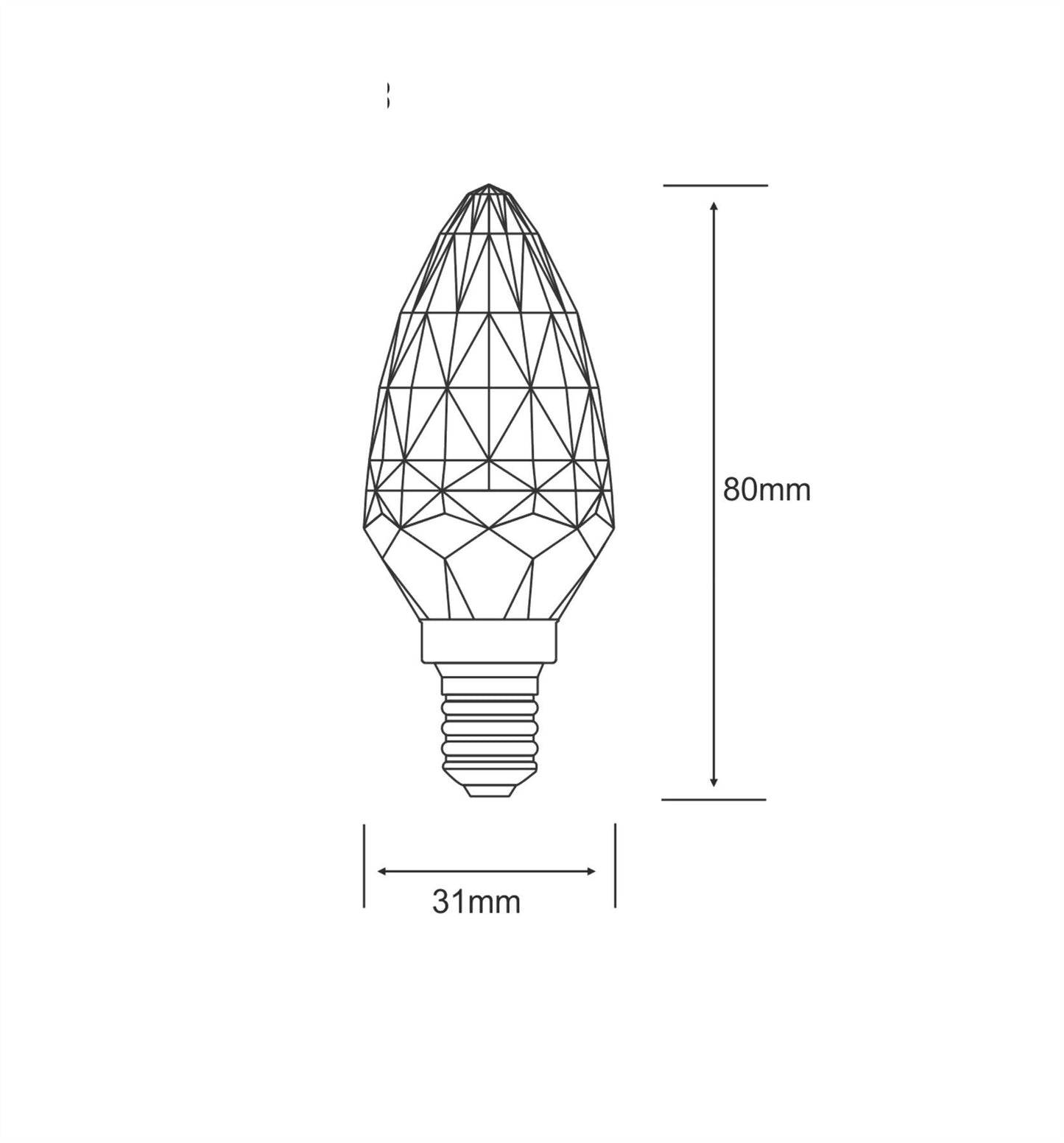 Luxram CrystaLED Candle E14 3W Warm White 3000K, 300lm, Clear Crystal Finish, 3yrs Warranty Crystal