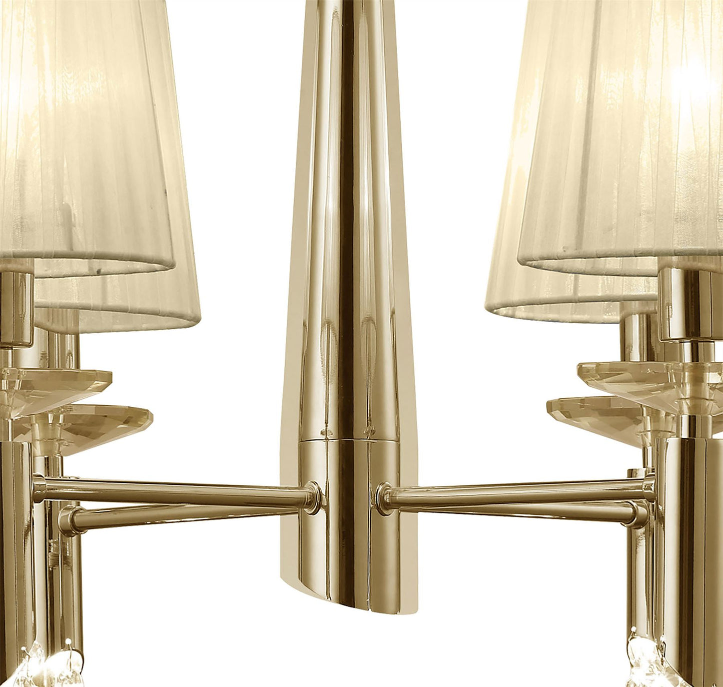 Mantra Tiffany 55cm Pendant 4+4 Light E14+G9, French Gold with Cream Shades & Clear Crystal
