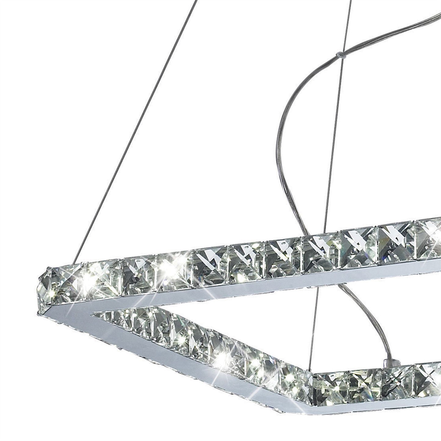 Diyas Galaxy  Square Small 24W LED 6000K Polished Chrome/Crystal Ceiling Pendant Light Fitting