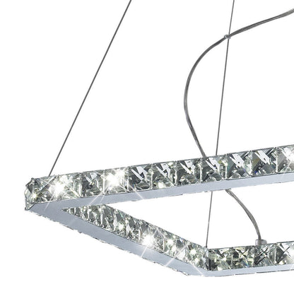Diyas Galaxy  Square Small 24W LED 6000K Polished Chrome/Crystal Ceiling Pendant Light Fitting