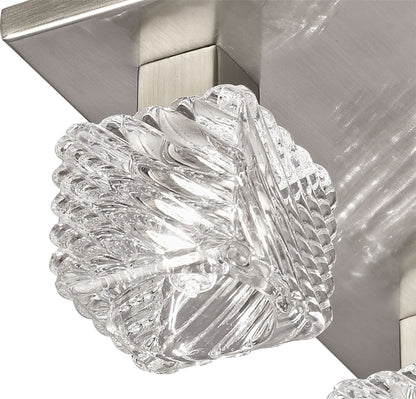 Deco Accor Ceiling Flush 5 Light G9, 230mm Square, Satin Nickel/Clear Glass
