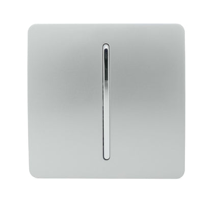 Trendi 1 Gang 2 Way 240V Screwless Artistic Modern Glossy 10 Amp Chrome Rocker Single Electrical Wall Light Switch in Platinum Silver (5 pack)