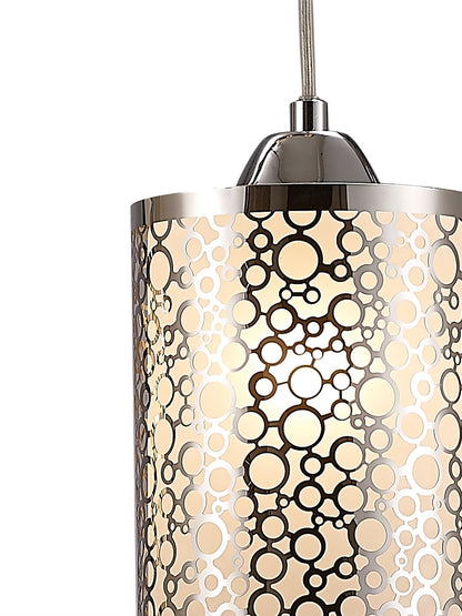 Deco Charon Circle Pattern Pendant 3 Light E27 Linear Polished Chrome