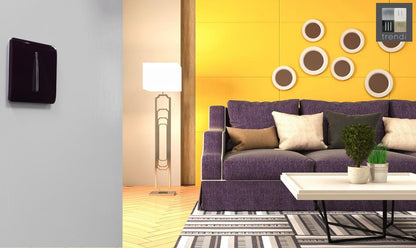 Trendi 1 Gang 2 Way 240V Screwless Artistic Modern Glossy 10 Amp Chrome Rocker Electrical Wall Light Switch in Plum Purple (2 pack)