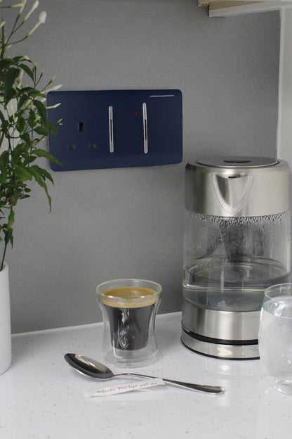 Trendi Artistic Modern Glossy 45 A Cooker Switch & Plug Socket Inc Neon Insert Navy