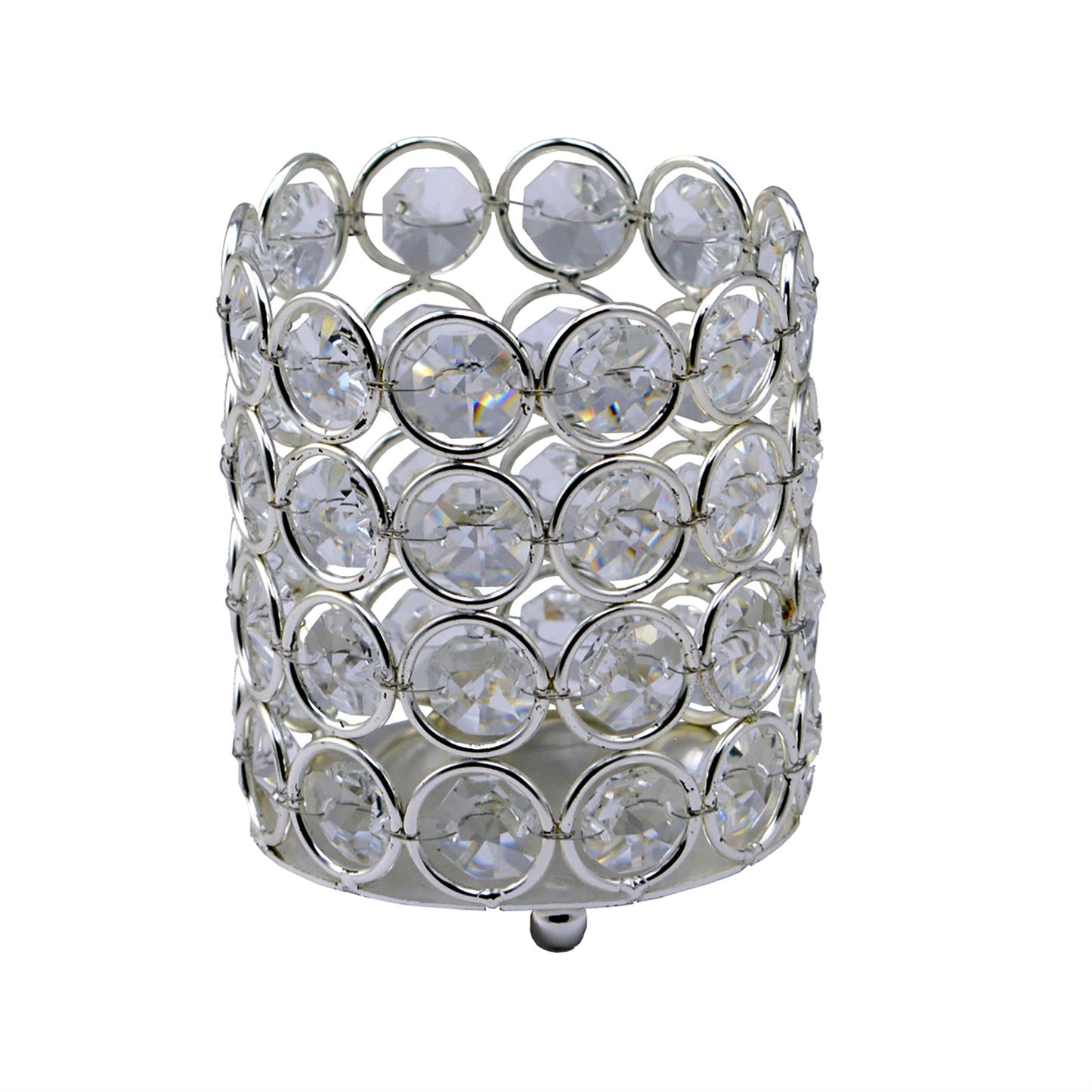 Diyas Home (DH) Malo Small Cylinder Crystal Candle Holder Crystal