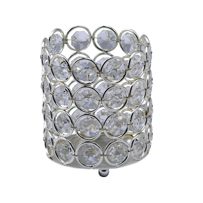 Diyas Home (DH) Malo Small Cylinder Crystal Candle Holder Crystal