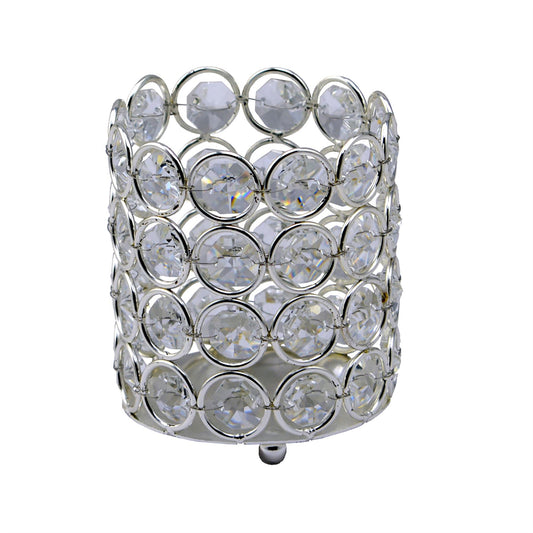 Diyas Home (DH) Malo Small Cylinder Crystal Candle Holder Crystal