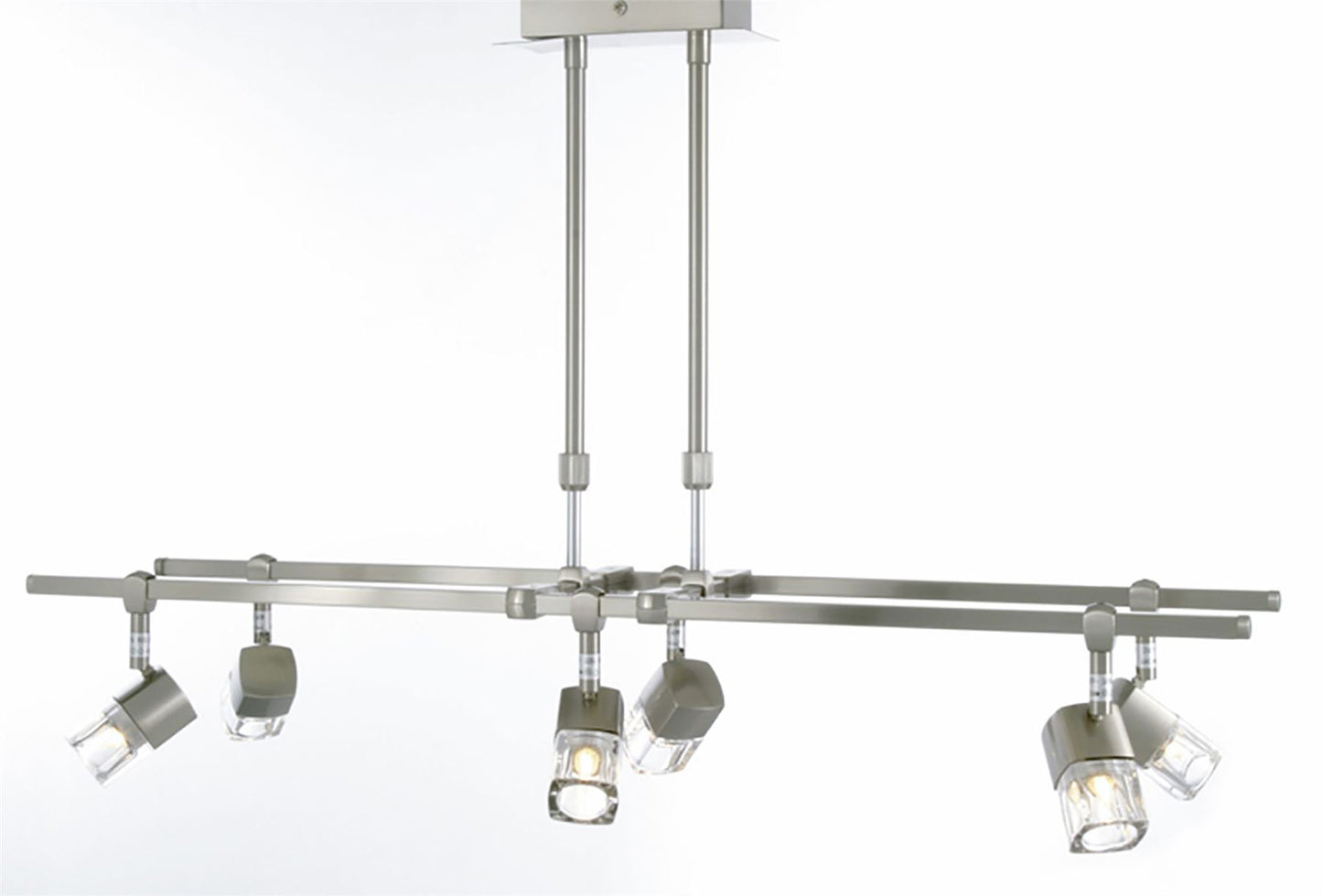 Diyas Ticino Rectangular Telescopic  6 Light G9 Satin Chrome Ceiling Pendant Light Fitting