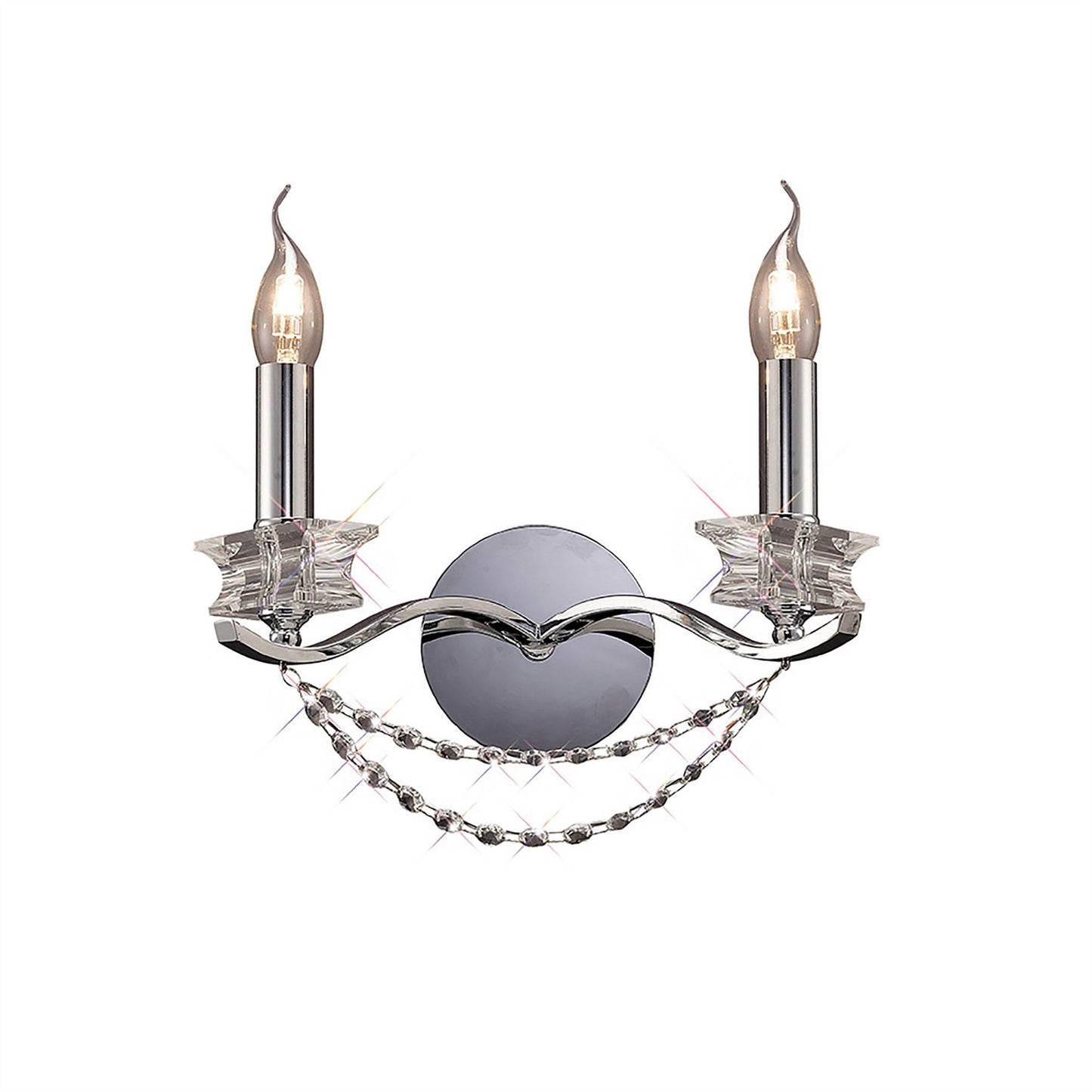 Diyas Nydia Wall Light 2 Light E14 Polished Chrome/Crystal