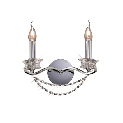 Diyas Nydia Wall Light 2 Light E14 Polished Chrome/Crystal