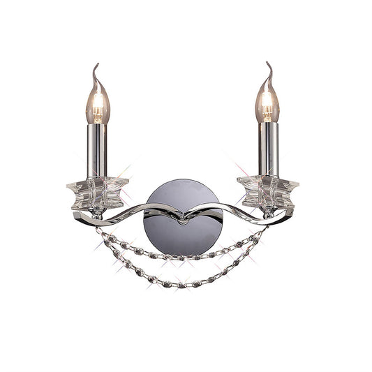 Diyas Nydia Wall Light 2 Light E14 Polished Chrome/Crystal