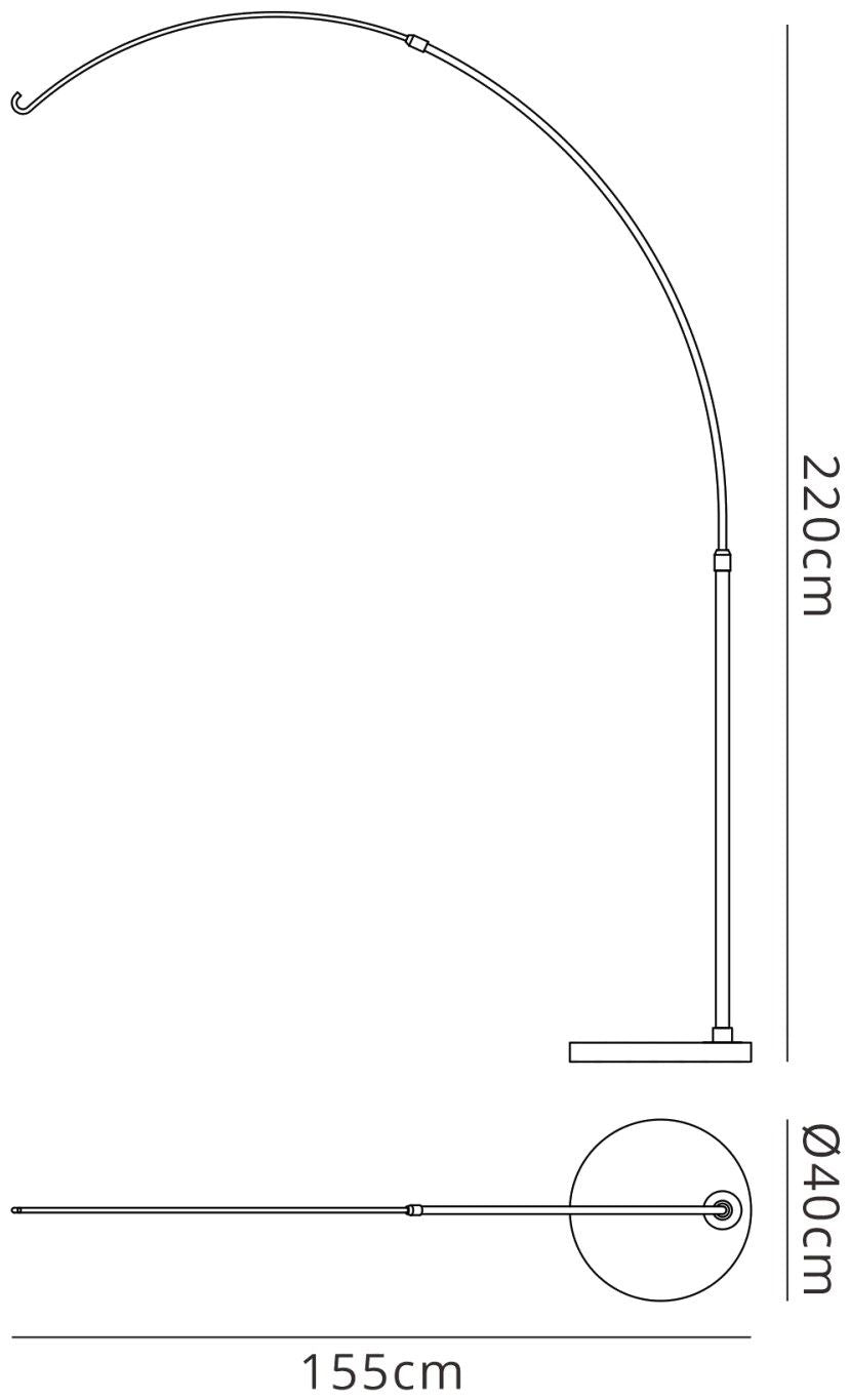Mantra Fusion Kinke Long Reach Floor Stand with Hook, Stainless Steel/Black Marble, 2.5kg Maximum Load, 2yrs Warranty Item Weight: 15kg Exterior