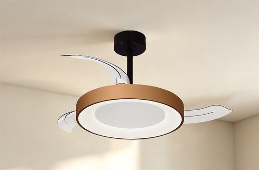 Niseko Fan S 40cm 45W LED Dimmable Ceiling Light With Built-In 25W DC Fan, 2700-5000K Remote Control, 5000lm, Gold/Black, 5yrs Warranty