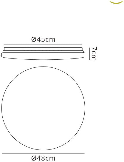 Mantra Zero Smart 48cm Ceiling Light, 80W LED, 2700-5000K Tuneable White, 4500lm, Remote Control, White, 3yrs Warranty