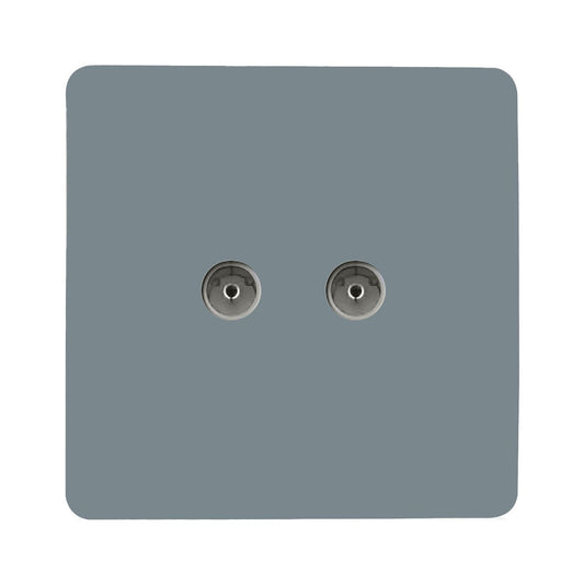 Trendi Artistic Modern Glossy Tactile 2 Gang TV Socket Cool Grey