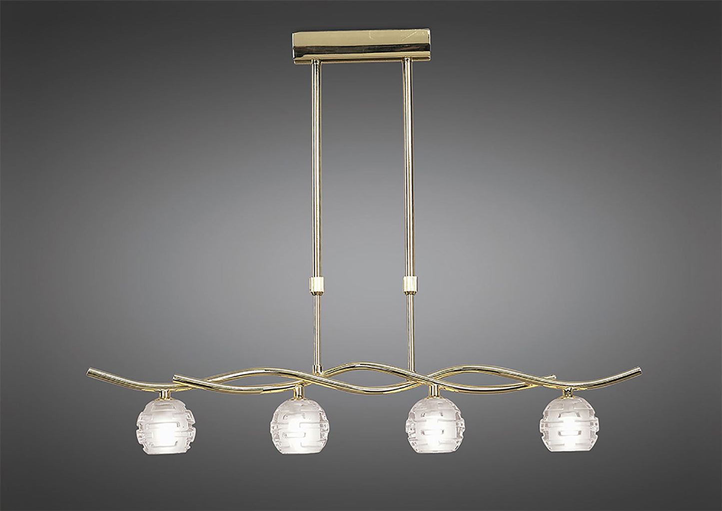 Mantra Dali Telescopic Linear Pendant Line 4 Light G9, Polished Brass