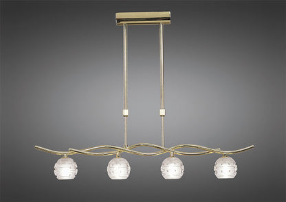 Mantra Dali Telescopic Linear Pendant Line 4 Light G9, Polished Brass