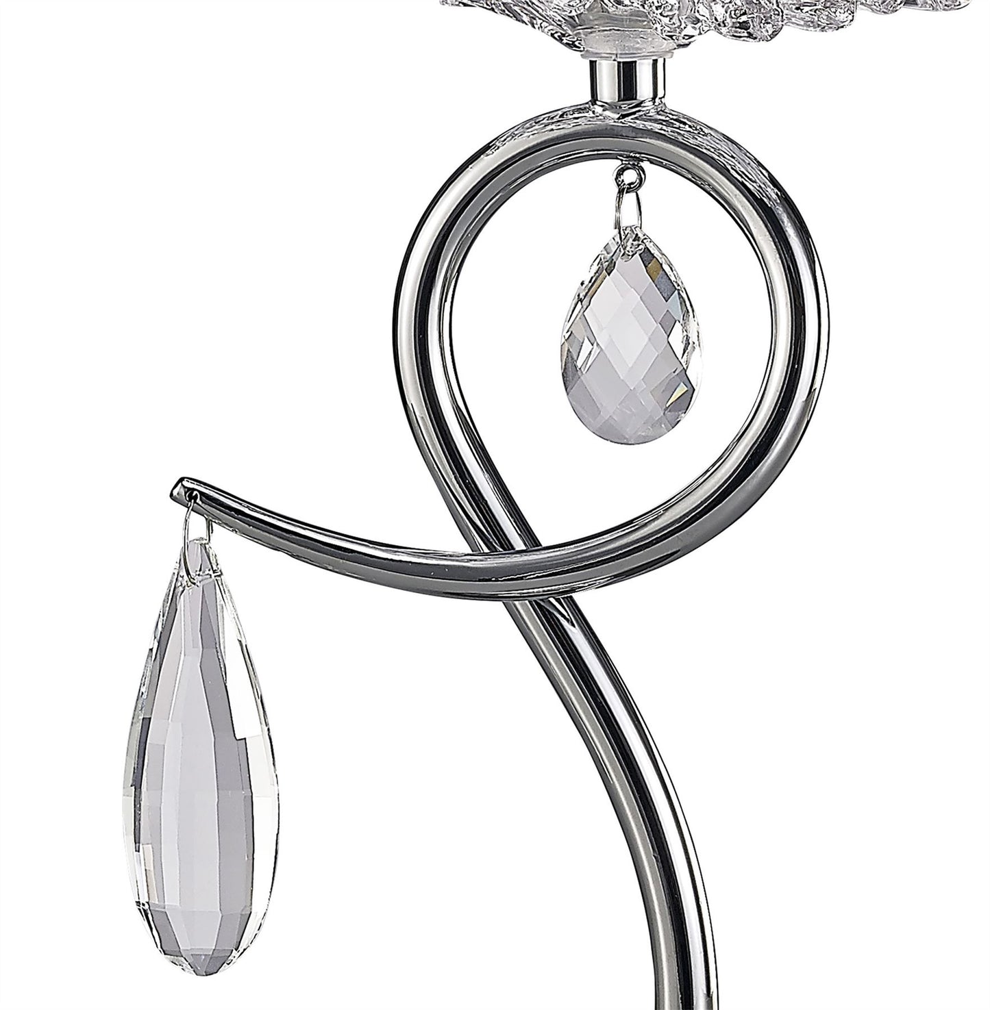 Mantra M5279 Louise Table Lamp 1 Light E27 with White Shade Polished Chrome/Clear Crystal