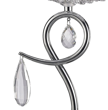Mantra M5279 Louise Table Lamp 1 Light E27 with White Shade Polished Chrome/Clear Crystal