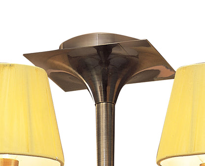 Mantra Siena 63cm Semi Flush Round 6 Light E14, Antique Brass with Amber Cream Shades and Amber Crystal