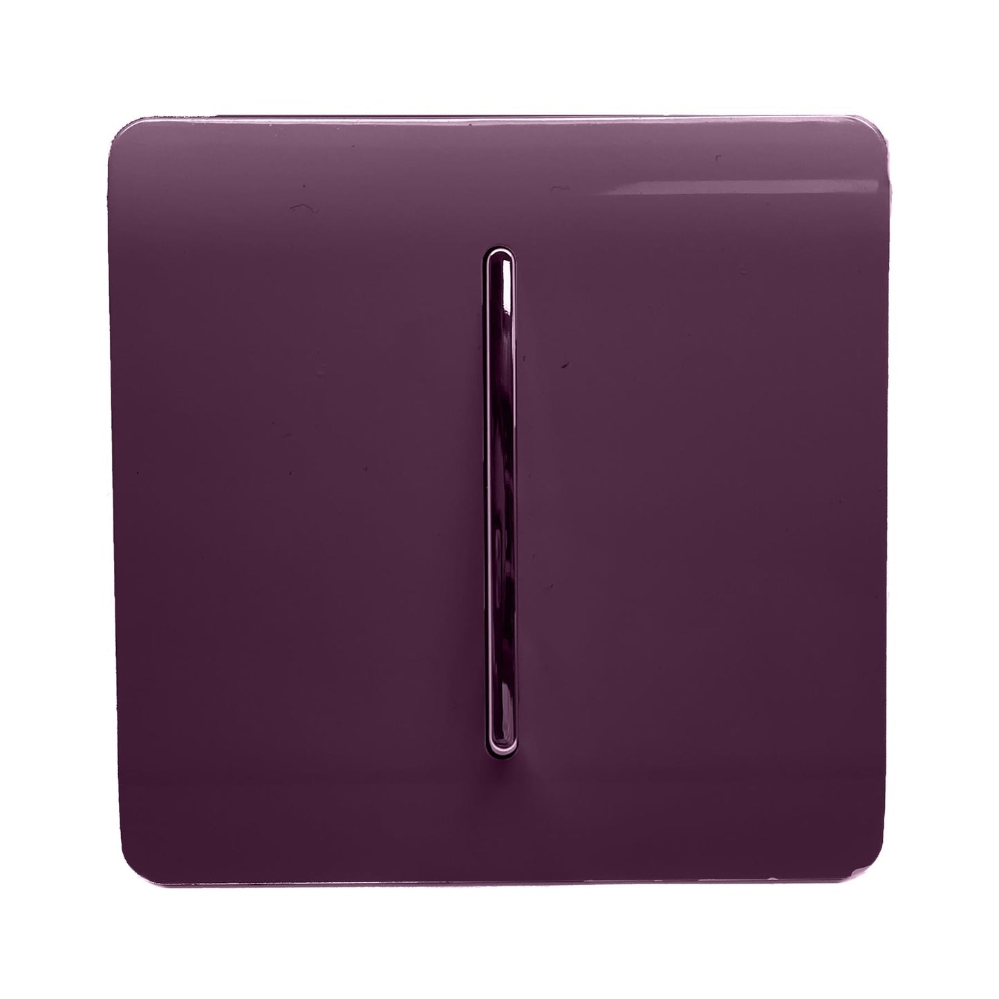 Trendi 1 Gang 2 Way 240V Screwless Artistic Modern Glossy 10 Amp Chrome Rocker Electrical Wall Light Switch in Plum Purple (5 pack)