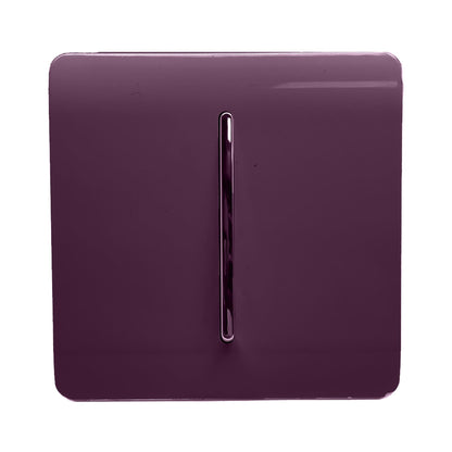 Trendi 1 Gang 2 Way 240V Screwless Artistic Modern Glossy 10 Amp Chrome Rocker Electrical Wall Light Switch in Plum Purple (5 pack)