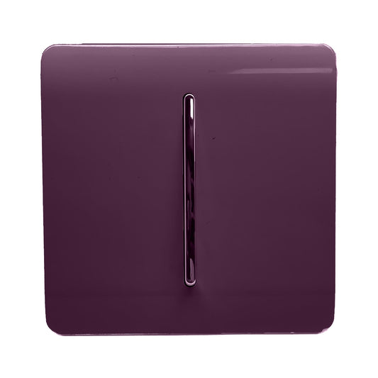 Trendi 1 Gang 2 Way 240V Screwless Artistic Modern Glossy 10 Amp Chrome Rocker Electrical Wall Light Switch in Plum Purple (5 pack)