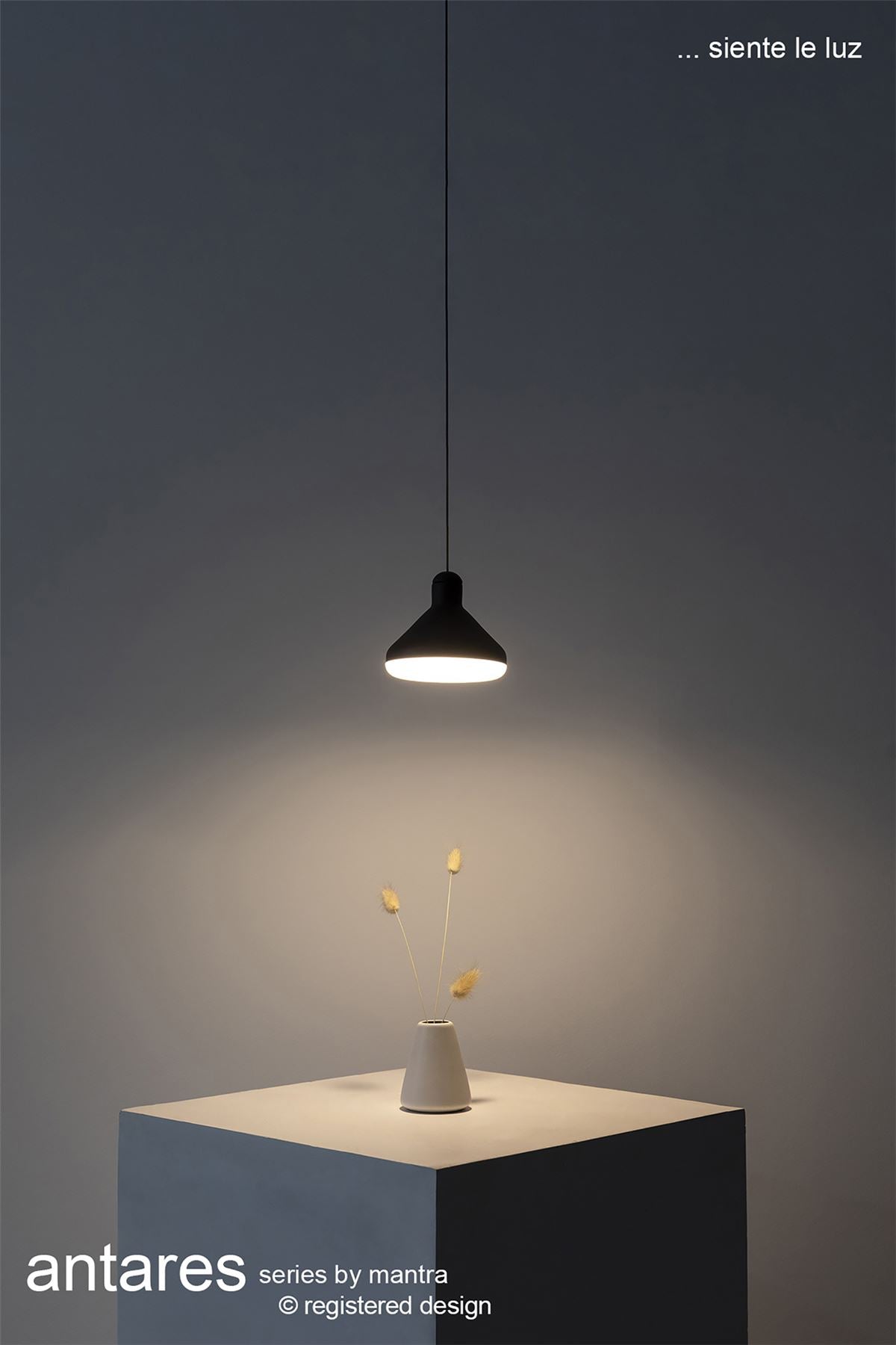 Mantra Fusion Sirio 13.5cm 1 Light Pendant, 8W LED, 3000K, 590lm, Black, 3yrs Warranty