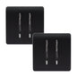 Trendi 2 Gang 2 Way 240V Screwless Artistic Modern Glossy 10 Amp Chrome Rocker Electrical Wall Light Switch in Matt Black (2 pack)