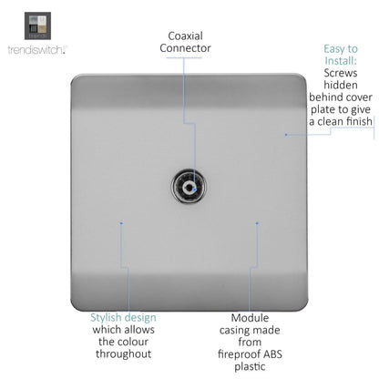 Trendi Artistic Modern Glossy Tactile TV Socket Stainless Steel