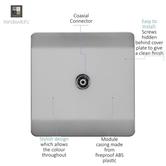 Trendi Artistic Modern Glossy Tactile TV Socket Stainless Steel