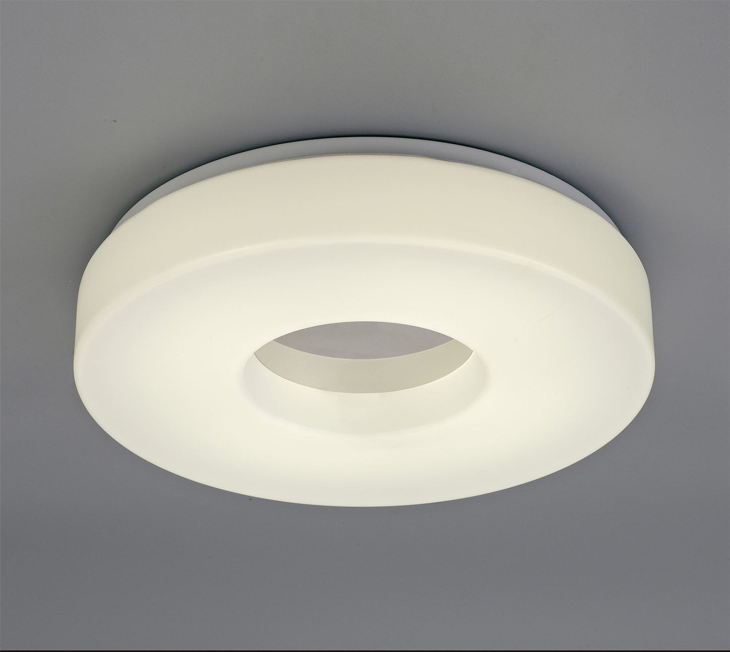 Deco Joop IP44 24W LED Large Flush Ceiling Light, 4000K 2000lm CRI80, Polished Chrome with White Acrylic Diffuser