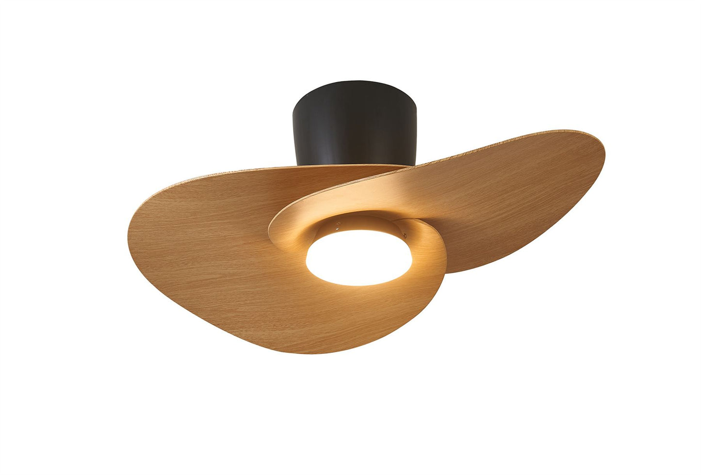 Nenufar 74 x 44cm 18W LED Dimmable Ceiling Light With Built-In 30W DC Fan, 3000-5000K Remote Control, 3600lm, Black/Wood, 5yrs Warranty