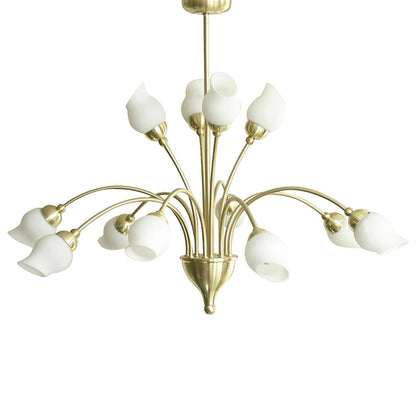 Diyas Rimini 69cm  12 Light G9 Satin Brass/Opal Glass Ceiling Pendant Light Fitting